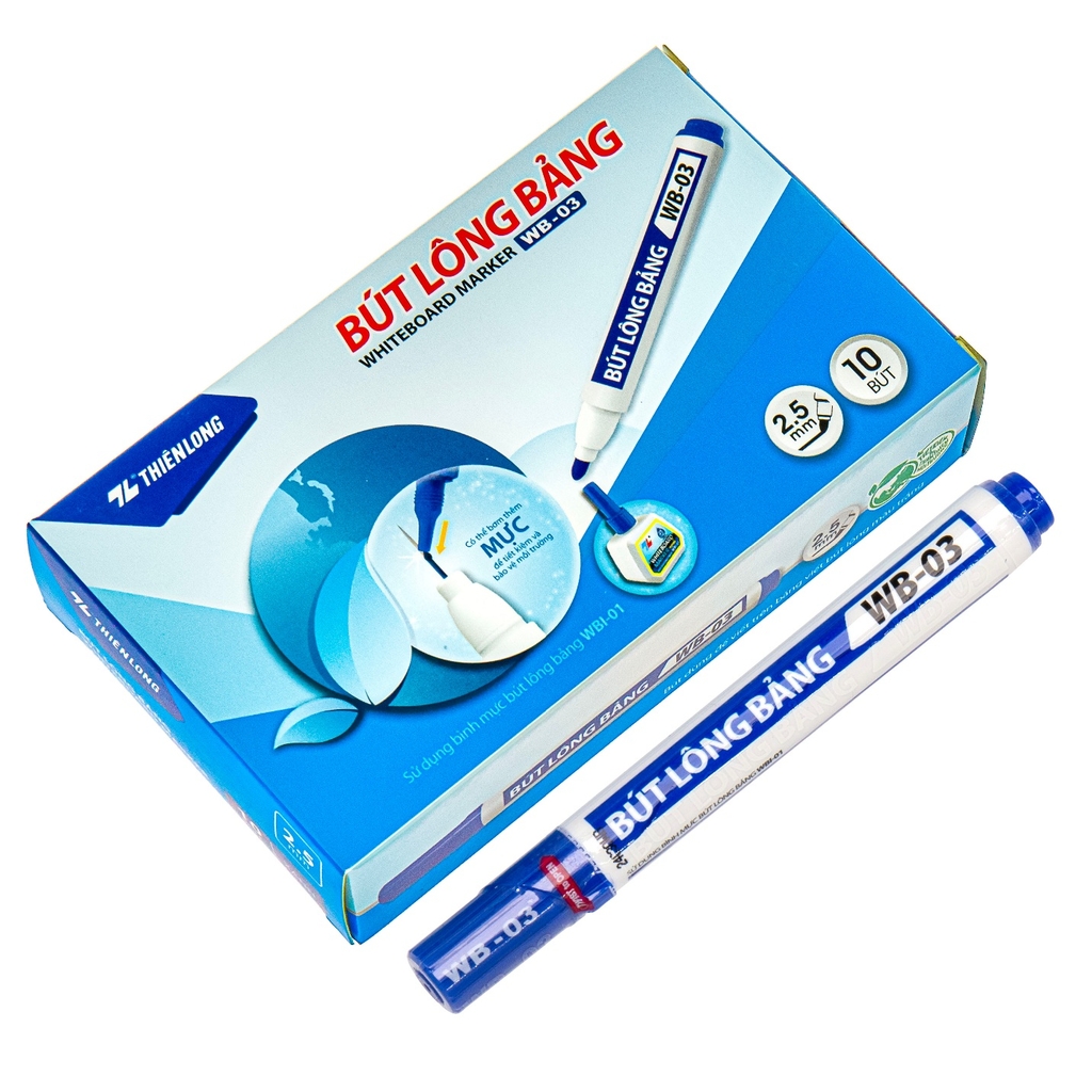 Bút lông bảng Thiên Long WB03 Xanh (10C/Hộp) - Ảnh 2