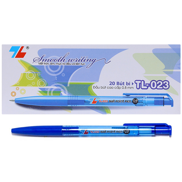 Bút bi Thiên Long 023 0.8MM Xanh (20C/HỘP)