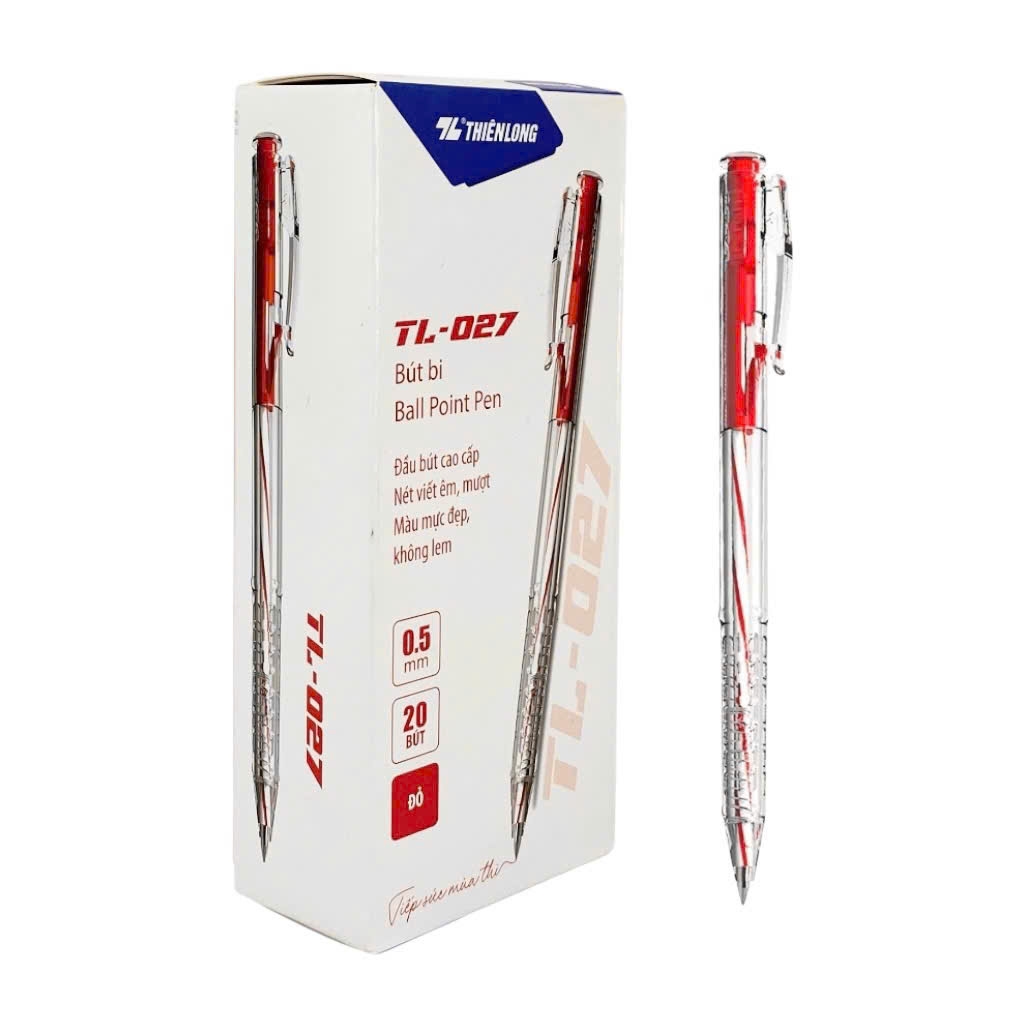 Bút bi Thiên Long 027 Đỏ 0.5MM (20C/HỘP) - Ảnh 3