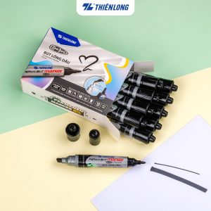 Bút lông dầu Thiên Long PM09 2 đầu Đen (10C/Hộp)