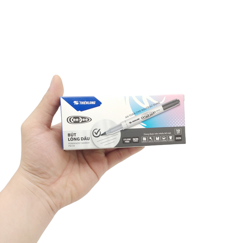 Bút lông dầu Thiên Long PM04 2đầu Đen (10C/Hộp) - Ảnh 3