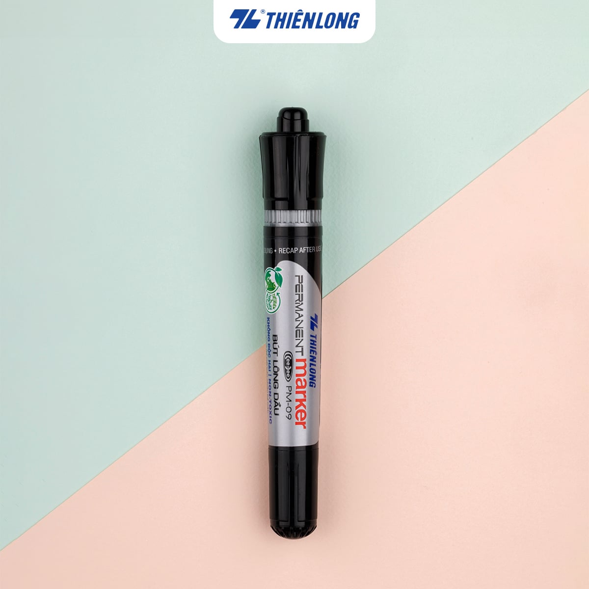 Bút lông dầu Thiên Long PM09 2 đầu Đen (10C/Hộp) - Ảnh 2