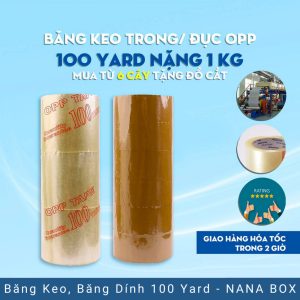 Băng dính 100Y 5cm trong (6C/ CÂY)