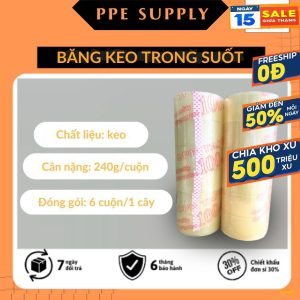 Băng dính 100Y 6cm trong ( 5C/CÂY)