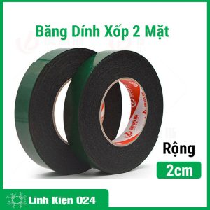 Băng dính xốp xanh 2 mặt 2cm