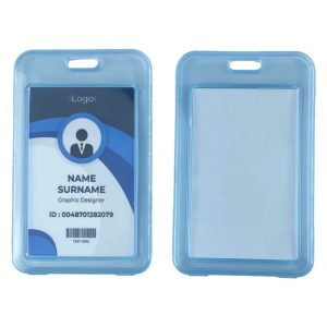 Bao thẻ đứng nhựa cứng màu xanh dương