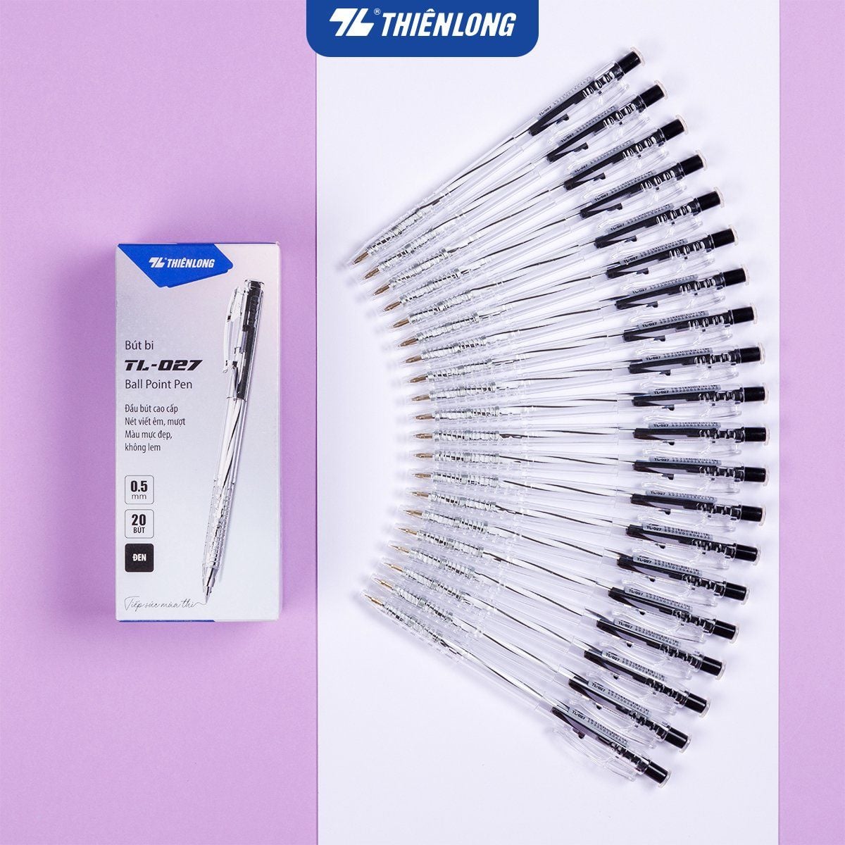 Bút bi Thiên Long 027 Đen 0.5MM (20C/HỘP) - Ảnh 2