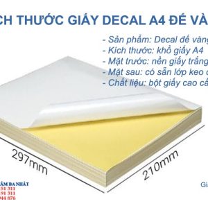 Giấy Decal A4 đế vàng 100T/Xấp