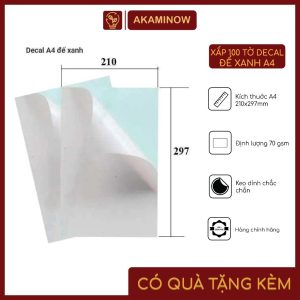 Giấy Decal A4 đế xanh 100T/Xấp