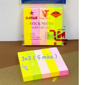 GIấy ghi chú 3x3 5 màu (7.5x7.x5)