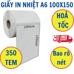 Giấy in nhiệt 100x150 cuộn 350 tem