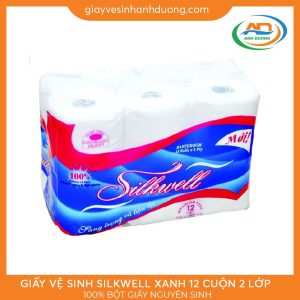 Giấy vệ sinh Silkwell xanh (12 cuộn/bịch)
