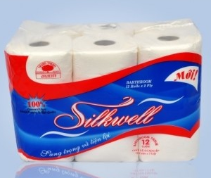 Giấy vệ sinh Silkwell xanh (12 cuộn/bịch)