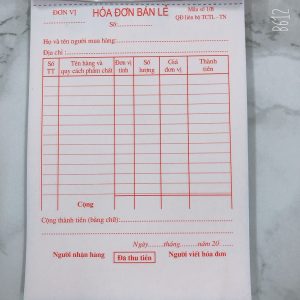 Hóa Đơn Bán Lẻ A4 2 Liên
