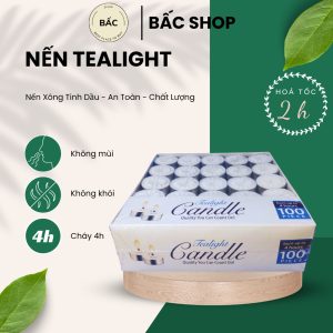Nến tealight 100 viên cháy 4h, không mùi, không khói