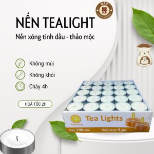 Nến tealight 100 viên cháy 4h, không mùi, không khói