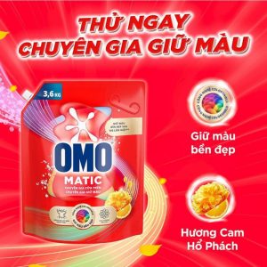 Nước Giặt Omo Matic Cửa Trên Tinh Dầu Nước Hoa Tinh Tế Túi 3.6kg