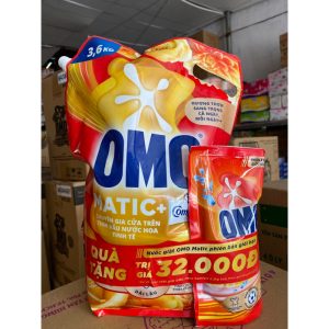 Nước Giặt Omo Matic Cửa Trên Tinh Dầu Nước Hoa Tinh Tế Túi 3.6kg
