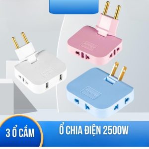 Ổ cắm chia 3 chân cắm tròn
