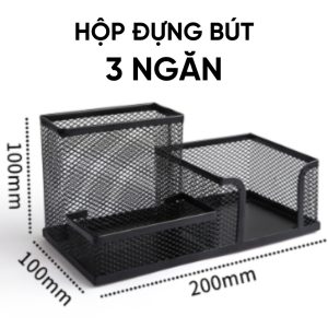 Ống đựng bút nằm ngang 3 ngăn sắt