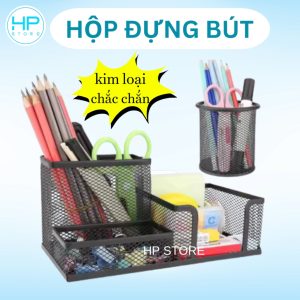 Ống đựng bút nằm ngang 3 ngăn sắt