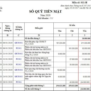 Sổ quỹ tiền mặt