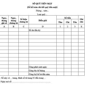 Sổ quỹ tiền mặt