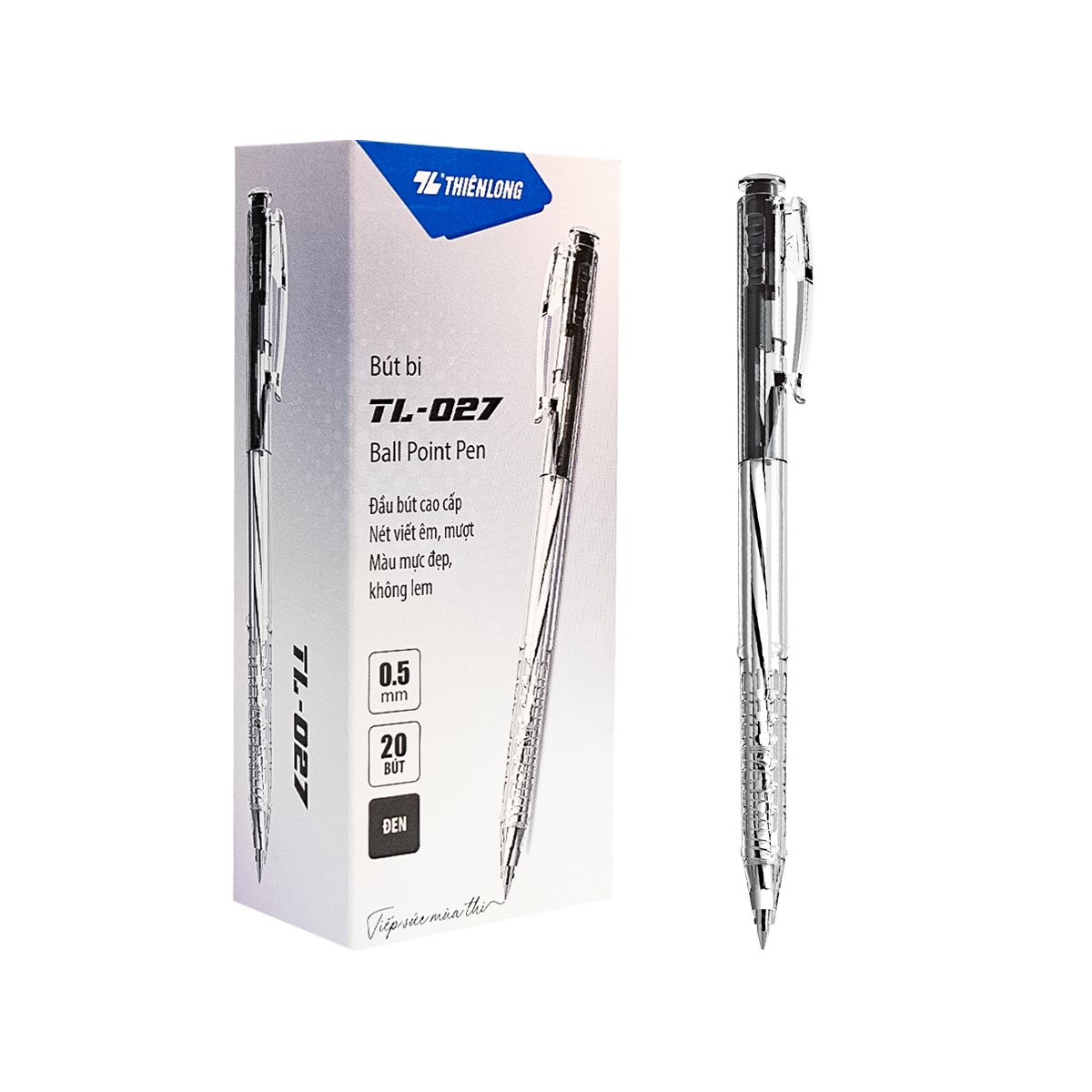 Bút bi Thiên Long 027 Đen 0.5MM (20C/HỘP)